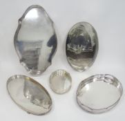 Large silver plated two-handled tray of shaped oval form with pierced gallery, 61cm long and four