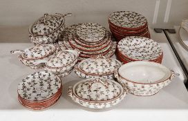 Staffordshire pottery miniature dinner service, circa 1890, printed black and impressed marks,