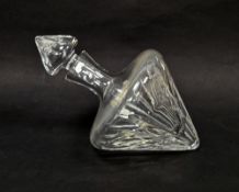 20th century cut-glass side-resting decanter and stopper, unmarked, possibly Waterford, Omega, 32.
