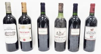 Six bottles of various red wine viz:- 2 x Chateau Hosana Pomerol 2004, Chateau Trianon St Emilion