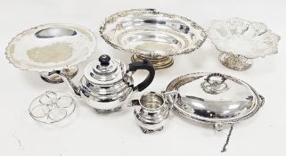 Silver plated pierced comport and various other items