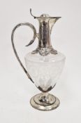Victorian silver-mounted claret jug by Jehoiada Alsop Rhodes, Sheffield 1873, the tapered circular