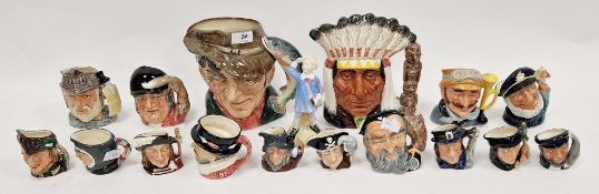 Collection of sixteen Royal Doulton character jugs in sizes, printed green factory marks, including:
