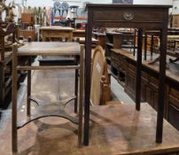 Early 19th century mahogany side table with single frieze drawer, on square chamfered legs, 71cm