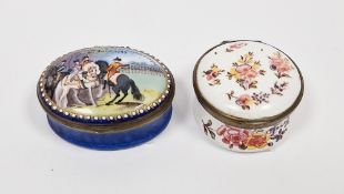 Enamel and gilt-metal mounted 'jewelled' oval patch box, the cover inscribed 'HIs Majesty