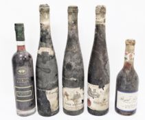 500ml bottle of Stanton and Killeen Rutherglen Muscat, a 500ml Royal Tokaji 2000 and three bottles