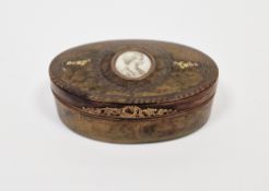 Tortoiseshell, pique and yellow-metal mounted oval snuff-box, late 18th/early 19th century, the