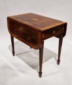 Reproduction inlaid mahogany Pembroke table with oval patera, on square tapering supports, 69cm high