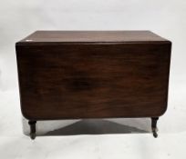 19th century mahogany drop flap dining table of rectangular form, on turned tapering legs with