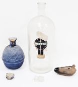 Harden Star blue ribbed glass hand grenade fire extinguisher, sealed with liquid (neck of bottle