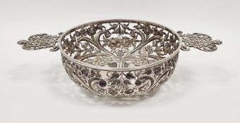 Victorian silver quaich-pattern sweetmeat dish  by William Comyns, London 1895, of pierced