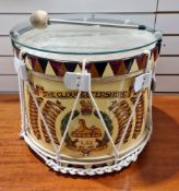 Military-style drum, the front painted for the Second Battalion the Gloucestershire Regiment,