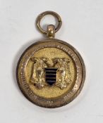 9ct gold and enamel sporting medallion by Thomas Fattorini, Hockley Street, Birmingham, 10g approx
