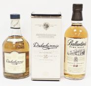 Bottle of Ballantines aged 12 years pure malt whisky and a boxed Dalwhinnie 15 year old single