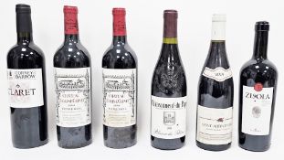 Six bottles of various red wines including 2 x Chateau Eglise - Clinet Pomerol 2004, 2008