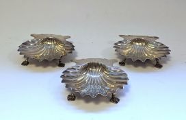 Set of three George II silver butter dishes by Samuel Herbert & Co, London 1752, 1757 and one