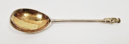 Silver-gilt apostle spoon, the stem marked for William Limpanny, London 1613, the finial depicting