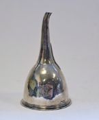 George III silver wine funnel, probably by Stephen Adams, London 1807, with reeded border engraved
