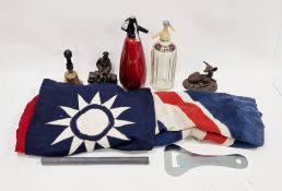 Mixed lot of collectables including linen Union Jack flag, 85cm x 180cm, linen Republic of China
