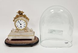 LOT WITHDRAWN 19th century French pale alabaster and ormolu mounted mantel clock, having a birds-