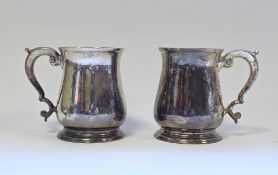 Pair of George II silver mugs by Richard Gurney and Thomas Cook, London 1740 of plain baluster