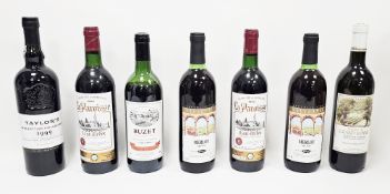 Seven bottles of various red wine and port including Henri de Monteau Buzet, Taylor's 1999 vintage