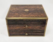 Victorian coromandel dressing box by H Mitchell, 168 Oxford Street, the box with strung brass