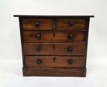 19th century mahogany table top cabinet in the form of a chest of drawers, comprising two short over