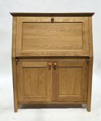 M&S Home Light pale oak bureau the sloping fall front opening to an interior fitted with two drawers