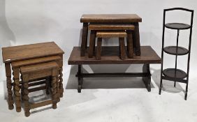 Stained wooden circular washstand in the Regency style, the circular swing mirror over a washbowl,