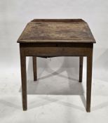 19th century pine clerk's desk, the sloping lift lid writing surface opening to a partially fitted