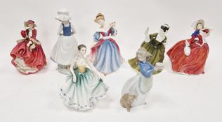 Collection of Royal Doulton and Nao figures of ladies, the Royal Doulton comprising Amy HN3316,