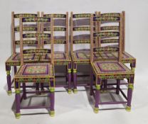 Kare Designs brightly painted dining suite comprising a rectangular dining table painted blue,