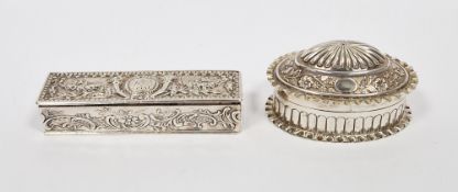 Victorian silver box by Hayes Brothers, Birmingham 1891 of oval form, the hinged domed cover with