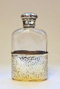 Victorian silver-gilt and glass hip flask by Frederic Purnell, London 1889, the silver-gilt cup