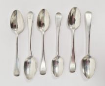 Matched set of six old english pattern teaspoons, various dates and makers, all crested, 2.8ozt