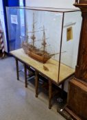 Nauticalia - wooden model of HMS Victory with rigging and rowing boats, 104cm wide, containing oak
