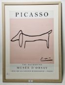 Picasso poster, line drawing of a dachshund, Musee D'Orsay, Paris, 56cm x 41cm  Provenance:  Hicks