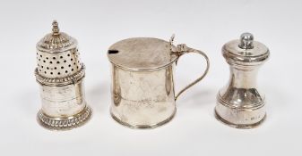 Victorian silver caster by John Harrison & Co, Sheffield 1886 of squat cylindrical form with