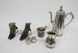 Of hunting interest: Two early 20th century inkwells modelled from stags' hooves with silver
