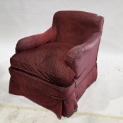 Late 19th/early 20th century Howard & Sons armchair upholstered in a blue and patterned fabric, with