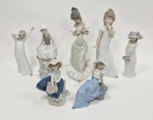 Collection of Lladro and Nao porcelain figures, printed blue and brown marks, various incised