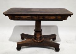 Regency calamander writing desk, the rectangular top with crossbanded border and rounded corners,