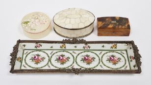 Group of boxes and snuff boxes, including: a bone gilt-metal mounted oval box and cover; 19th
