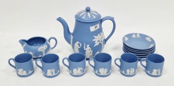 Wedgwood blue jasperware part coffee-service, 20th century, impressed uppercase and MADE IN