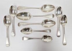 Set of six Victorian silver old english pattern dessert spoons by Chawner & Co, London 1845 and