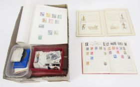 Collection of stamps and cigarette cards including Stanley Gibbons partially filled King George VI