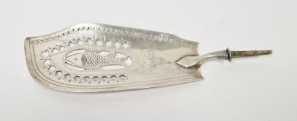 George III silver fish slice blade by John Lias, London 1810, with pierced and engraved fish