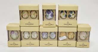 Collection of boxed Villeroy & Boch porcelain Easter eggs, comprising five pairs variously moulded