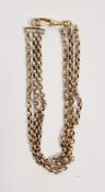 Gold-coloured bracelet, unmarked, modelled from a three chain belcher link watch chain, 6.1g approx